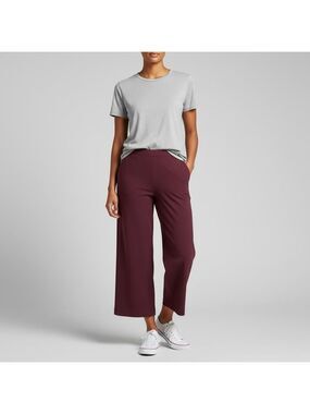 LOFT Petite Burgundy Wide Leg Cropped Culotte Knit Pants - Size MP